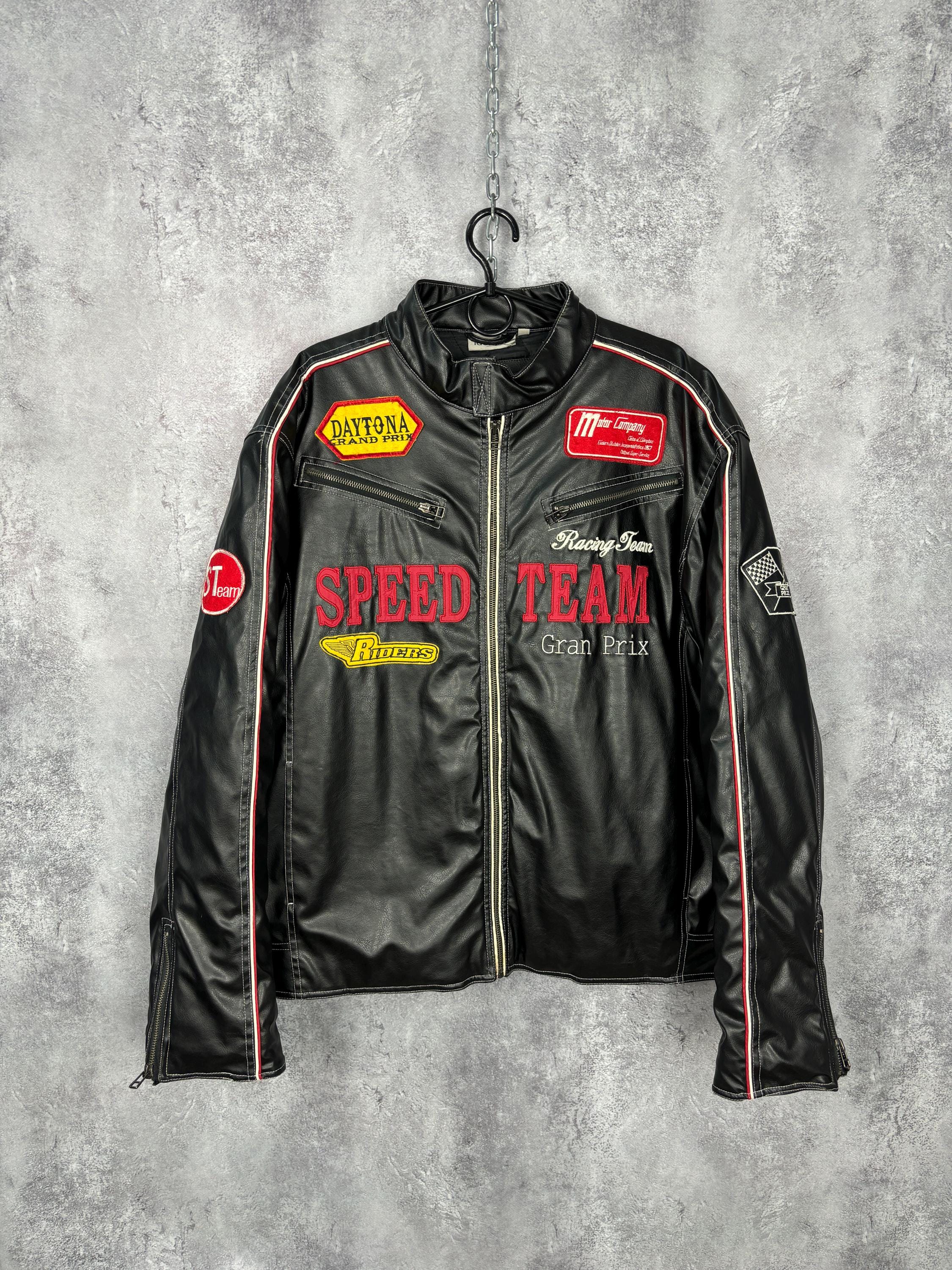 Identic Men's Racing Faux Leather Jacket XL (56/58) Speed Team