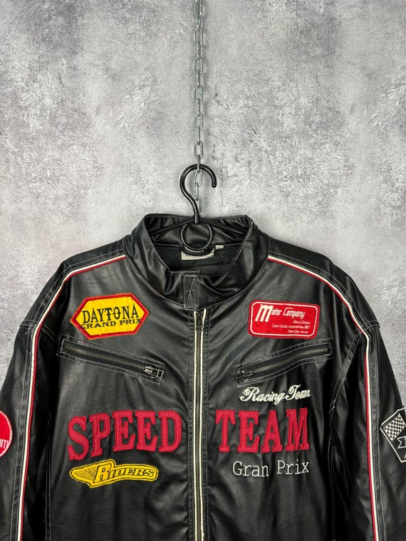 Identic Men's Racing Faux Leather Jacket XL (56/58) Speed Team