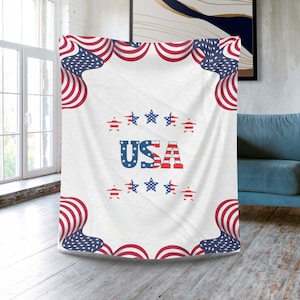 Patriotic Blanket, USA Flag, Independence Day, Freedom USA, Patriotic Gifts, Red White Blue, Home Decor, American Flag Decor, Sherpa Blanket