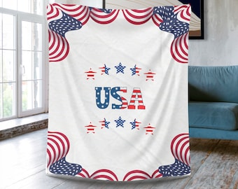 USA Flag Sherpa Blanket: Patriotic Home Decor