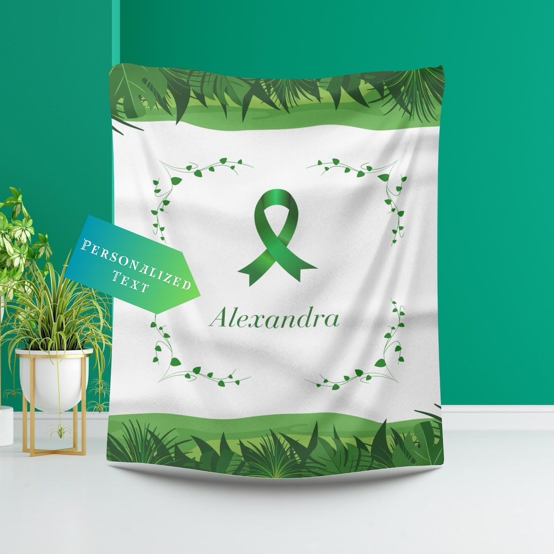 Personalized Green Ribbon Awareness Blanket: Soft Sherpa Support Gift ...
