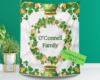 Personalized St. Patrick's Day Blanket: Lucky Clover Sherpa Throw