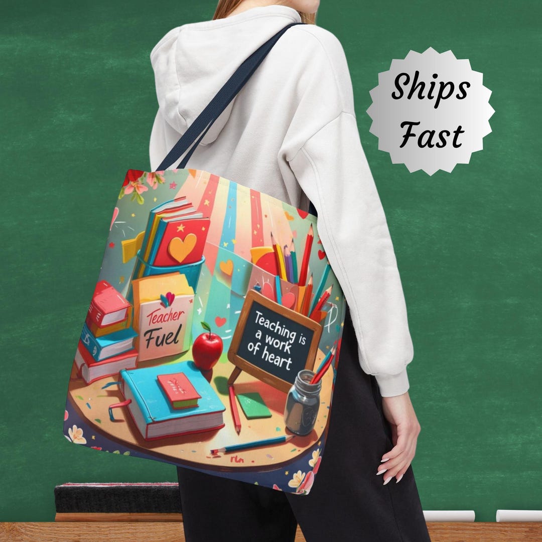 Teacher Tote Bag: "teaching is a Work of Heart" - Appreciation Gift - Etsy