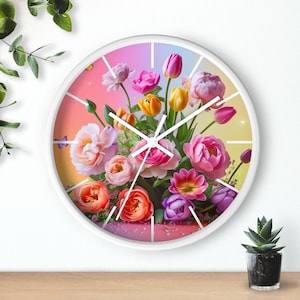 Floral Wall Clock | Garden-Inspired Clock | Nature Wall Decor | Wall Art | Garden Decor | Flower Wall Clock | Floral Home Decor