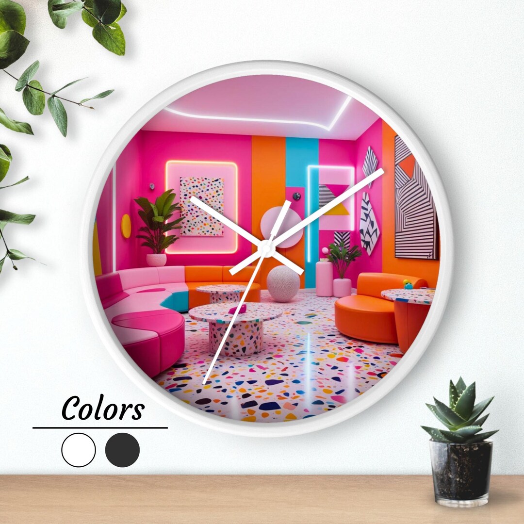 Dopamine Decor Wall Clock: Bold Geometric Color Splash - Etsy