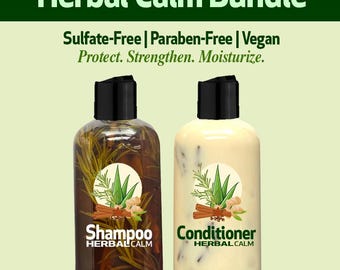 Herbal Calm Duo: Rosemary Growth Shampoo and Conditioner (Sulfate, Phosphate and Paraben Free)
