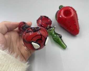 4 Inch Spider-Man Glass Smoke Bowl, Unique Gift for Her, Art Lady Pipe, Hand Blown Glass Pipe