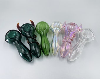 Devil Glass Spoon Pipe, Hand Blown Pipe for Girls, Unique Gift for Her, Spoon Pipe, Artistic Ladies Pipe, Exciting Spoon Pipe