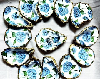 Hortensie Austern Muschel Ring Gerichte, Hortensie Küsten Grandmillenia, Brautdusche Gefälligkeiten, Brautjungfern Vorschlag Geschenke