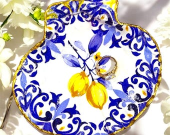 Handcrafted Shell Trinket Dish, Amalfi Coast Decor, Coastal Ring Holder