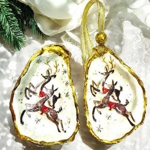 Weihnachtsschmuck Austernmuschel Rentier . Weihnachtsbaum Küsten Urlaub Dekor