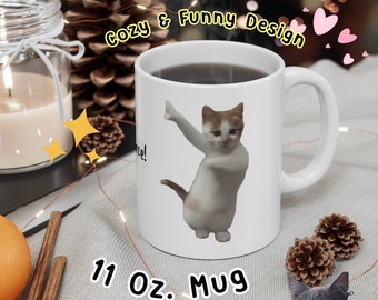 Cat Dance Meme "Let's Dance!" White Ceramic Coffee Cups, 11oz, 15oz