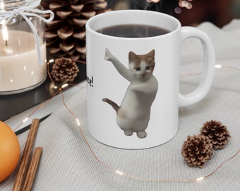 Cat Dance Meme "Let's Dance!" White Ceramic Coffee Cups, 11oz, 15oz