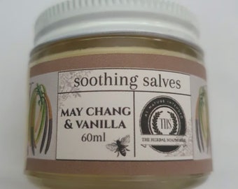 Blissful Harmony: May Chang & Vanilla Soothing Hand Salve - 60ml Balm, Moisturizer (Natural)