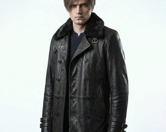 Leon S Kennedy RE9 Jacket, Leon Requiem Black Leather Jacket, Resident Evil Inspired Cosplay Costume