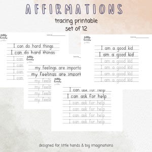 Kids Affirmation Tracing Pages - 12 Printable Handwriting Worksheets for Toddlers & Preschool - Simple, Mindful Learning. I am a good friend