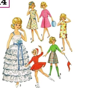 Vintage pattern PDF tutorial PDF sewing pattern Simpli Licityy 5214 Sewing patterns Sewing for dolls pattern Doll wardrobe Retro pattern