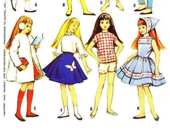 Doll clothing pattern in PDF English Vintage fits 9 inch doll 7716 Doll nightgown, dress, blouse, skirt etc.