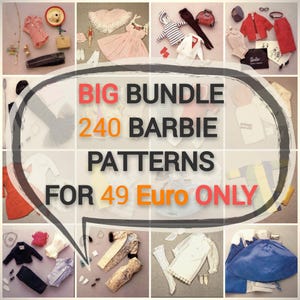 BIG BUNDLE für 240 Puppenkleidung Schnittmuster als PDF englische Anleitungen Kleid, Mantel, Jacke, Hose, Rock, Hut, Geldbörse und noch viel mehr Vintage