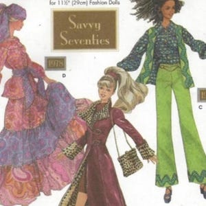 Sewing for dolls 11 1/2 inch doll pattern 1970&#39;s  doll clothes pattern Simplli Llicityy 9975 Doll dress pattern PDF tutorial Vintage