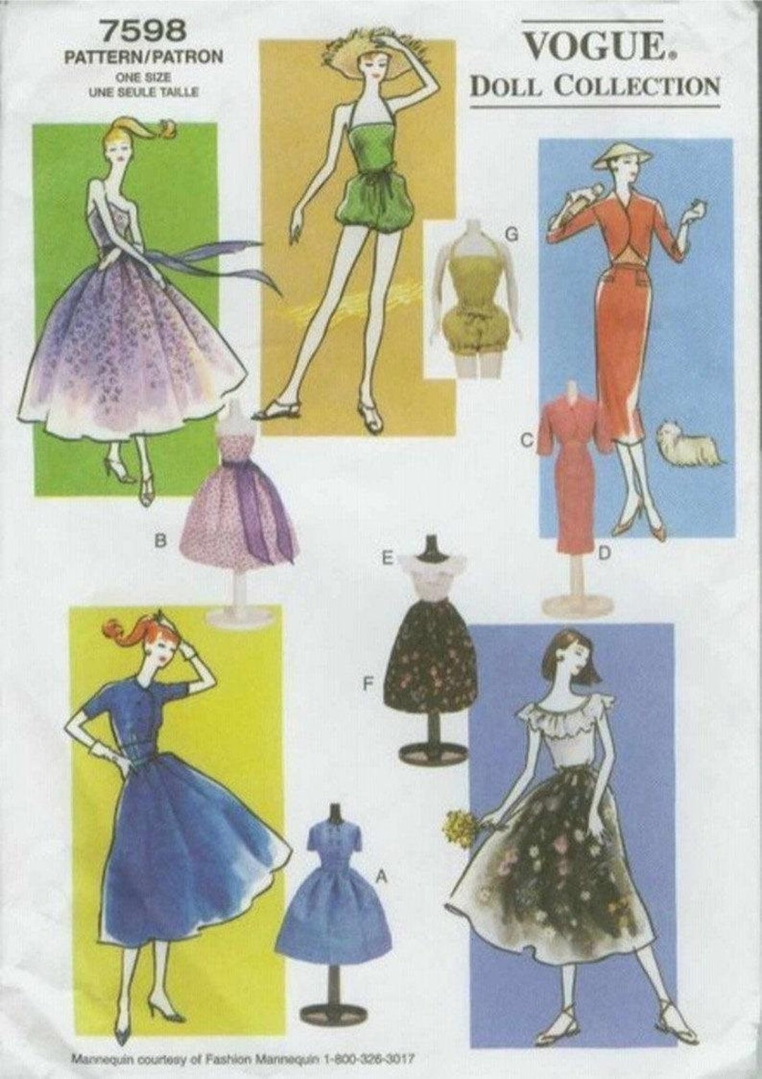Doll Clothes Pattern in PDF Voo Oggue 7598 Fits 11 1/2 Inch Fashion ...