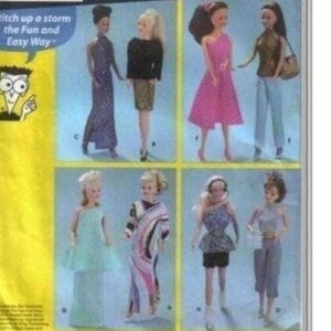 Sewing patterns for  11 1/2 inch doll Fashion doll clothes 5257 in PDF Doll wardrobe