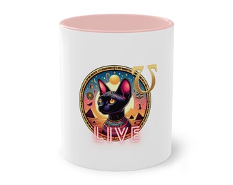 Taza cerámica en dos tonos Gato Egipcio Live colores