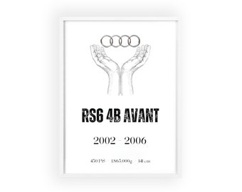 Poster con cornice in legno "Audi RS6 4B Avant"