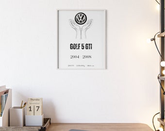 Póster con marco de madera "VW Golf 5 GTI"