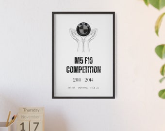 Poster con cornice in legno "BMW M5 F10 Competition"