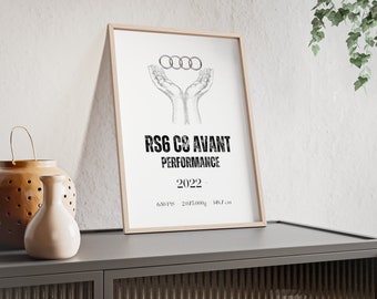 Poster con cornice in legno "Audi RS6 C8 Avant"