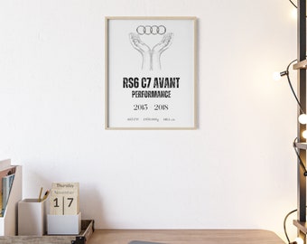 Poster con cornice in legno "Audi RS6 C7 Avant"