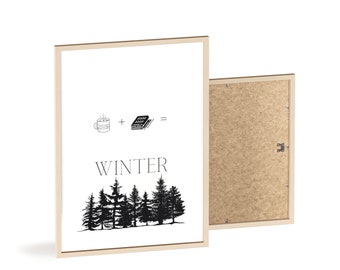 Affiche avec cadre en bois "Hiver"