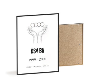 Poster mit Holzrahmen "Audi RS4 B5"