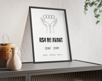Poster con cornice in legno "Audi RS4 B9"