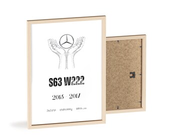 Poster con cornice in legno "Mercedes S63 AMG W222"