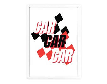 Poster mit Holzrahmen "Car Car Car"