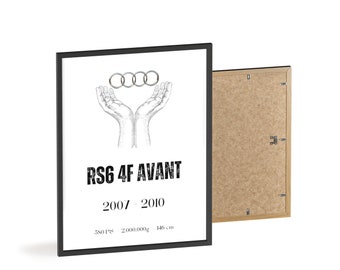 Poster con cornice in legno "Audi RS6 4F Avant"