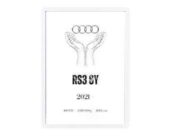 Poster mit Holzrahmen "Audi RS3 8Y"