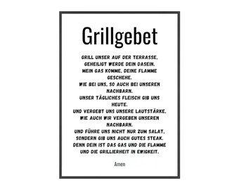 Poster mit Holzrahmen "Grillgebet"