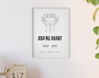 Poster mit Holzrahmen "Audi RS4 B8"