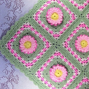 PDF Pattern Crocheted Baby Afghan, PASTEL BLOOMS Baby Afghan Blanket pattern