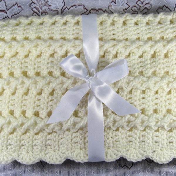 PDF Pattern Crocheted Baby Afghan, CAR SEAT Size and Newborn Size Blanket -- Vanilla Twist