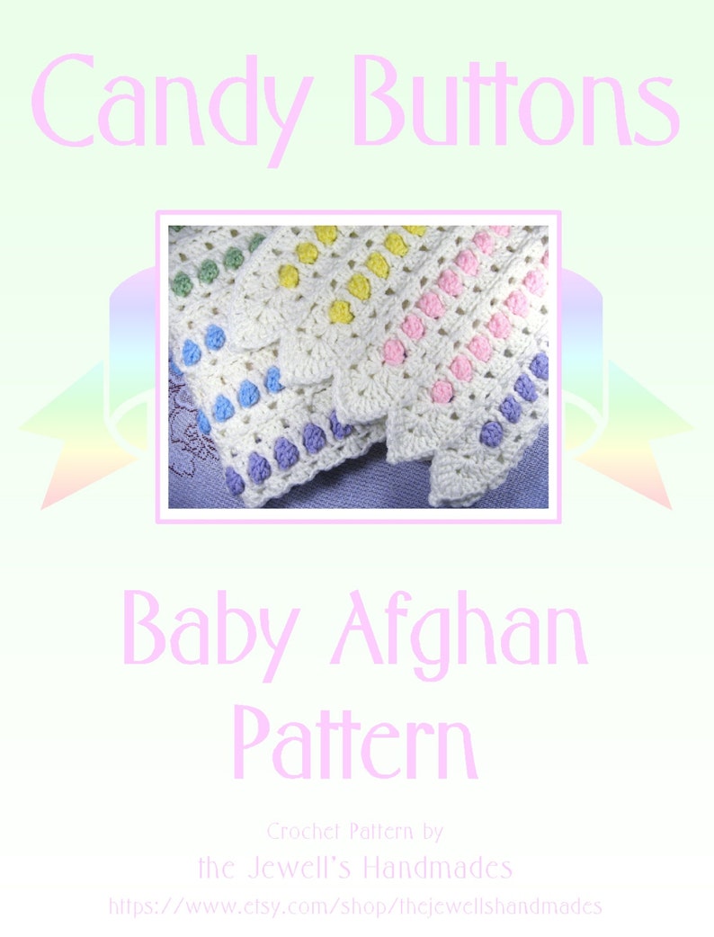 PDF Pattern Crocheted Baby Afghan, CANDY BUTTONS Baby Afghan Blanket Pattern image 2