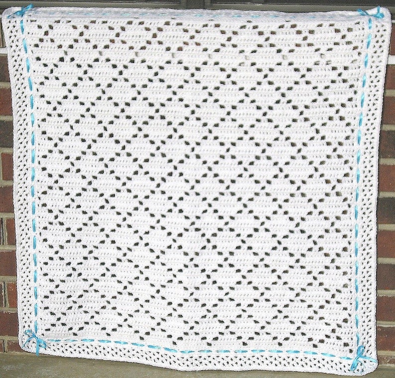 PDF Pattern Crocheted Baby Afghan, DIAMOND LACE Baby Afghan Blanket Pattern image 5