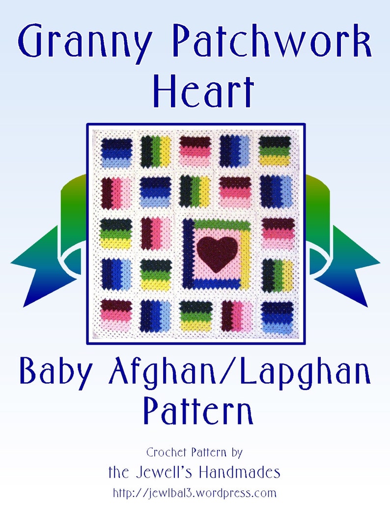 PDF Pattern Crocheted Baby Toddler Afghan or Lapghan, Granny Patchwork Heart Baby Toddler Afghan or Lapghan Blanket Pattern image 2