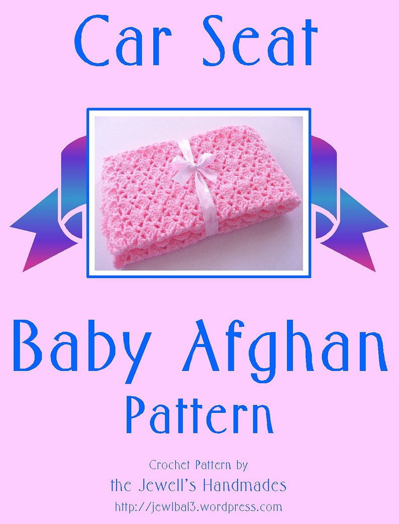 PDF Pattern Crocheted Baby Afghan, CAR SEAT Size and Newborn Size Blanket Pink Shells image 2