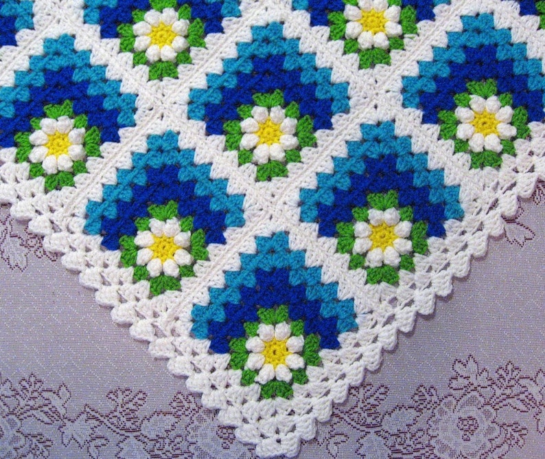 PDF Häkelanleitung Baby Afghane, Gehrung gehäkelt Sommer Daisy Baby Afghan Decke Pattern Bild 1