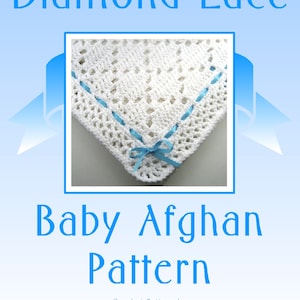 PDF Pattern Crocheted Baby Afghan, DIAMOND LACE Baby Afghan Blanket Pattern image 2