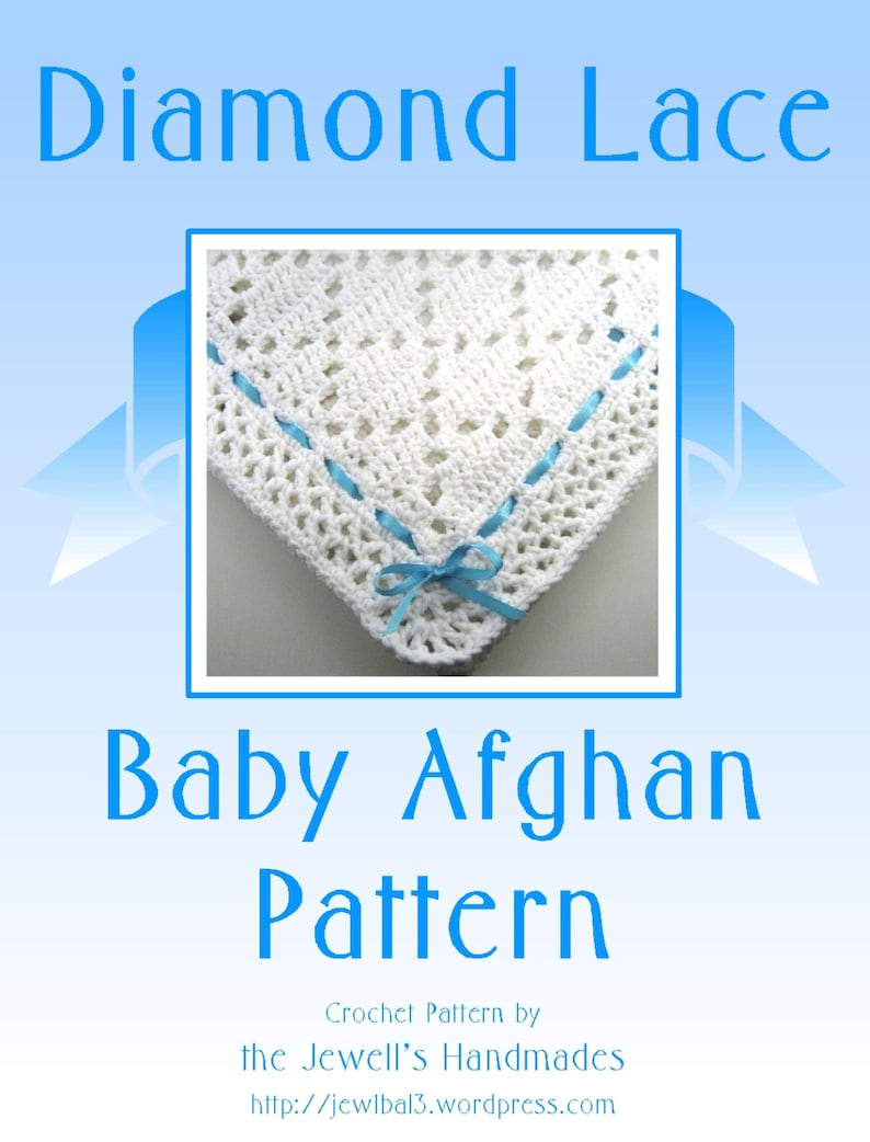 PDF Pattern Crocheted Baby Afghan, DIAMOND LACE Baby Afghan Blanket Pattern image 2
